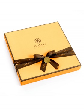 Coffret orange de 47 chocolats Pralibel